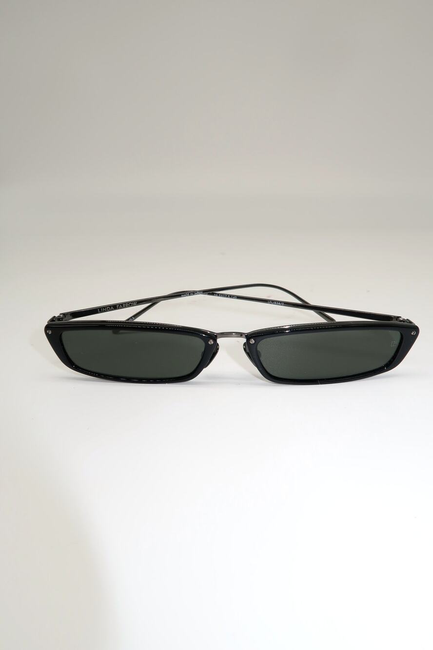 Linda Farrow 838 C2 Skinny Rectangle Sunglasses Black Women's 56.5-17.5-140